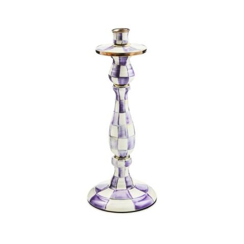 Violet Check Large Candlestick