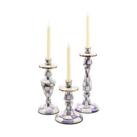 Violet Check Large Candlestick