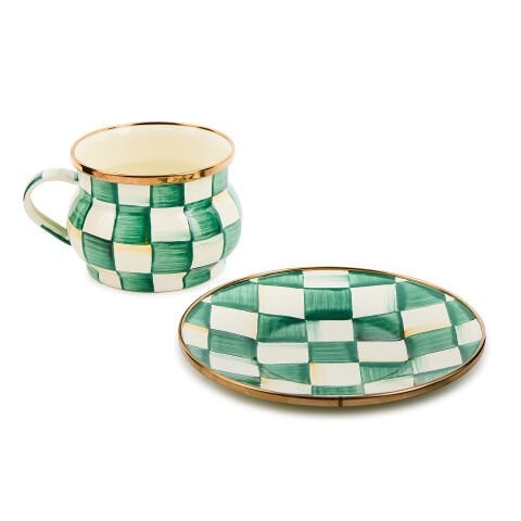 Emerald Check Teacup