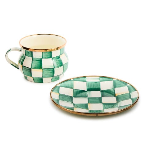 Emerald Check Saucer