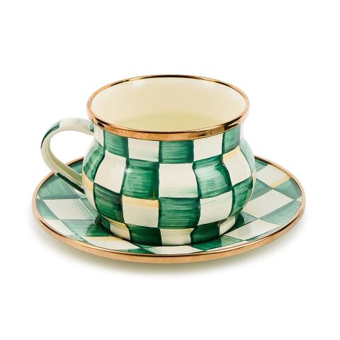 Emerald Check Saucer
