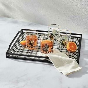 Black & White Tartan Butler's Tray
