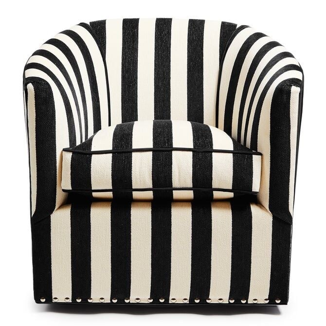 Marquee Black Stripe Chenille Swivel Chair