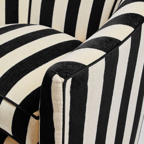 Marquee Black Stripe Chenille Swivel Chair