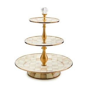 Mocha Check Three Tier Sweet Stand