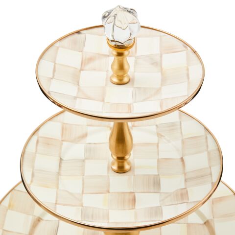Mocha Check Three Tier Sweet Stand