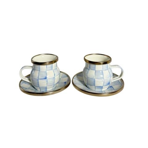 Sky Check Espresso Cup & Saucer Set
