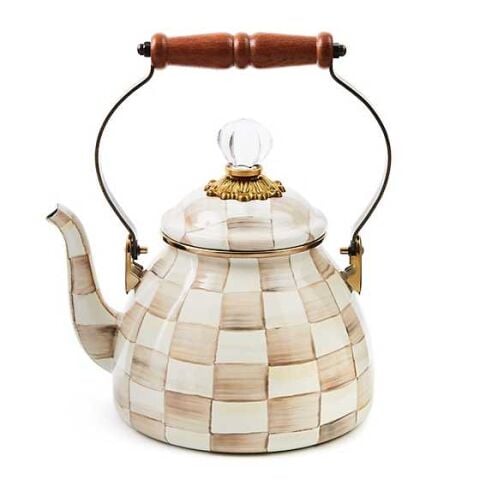 Mocha Check 2 Quart Tea Kettle