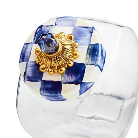 Cookie Jar with Royal Check Enamel Lid