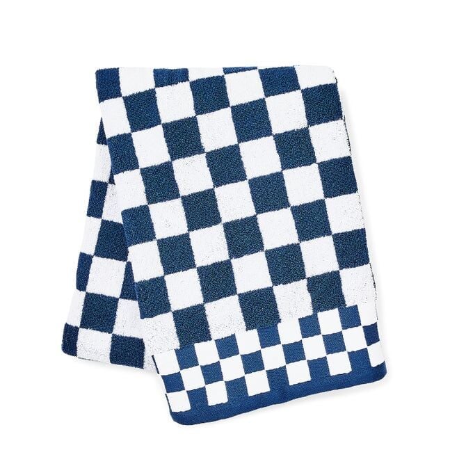 Navy Check Bath Towel