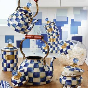 Royal Check Enamel Tea Kettle - 2 Quart