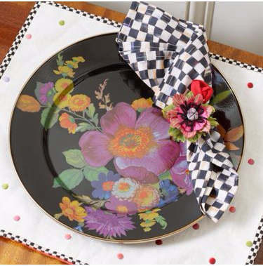 Flower Market Charger/Plate - Black