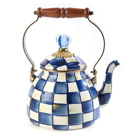 Royal Check Enamel Tea Kettle - 2 Quart