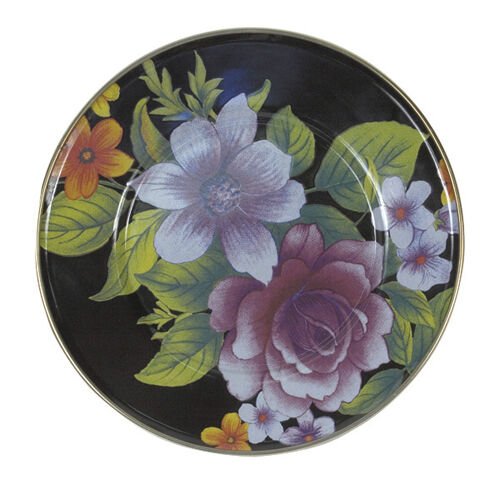 Flower Market Salad/Dessert Plate - Black