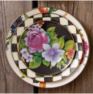 Flower Market Salad/Dessert Plate - Black