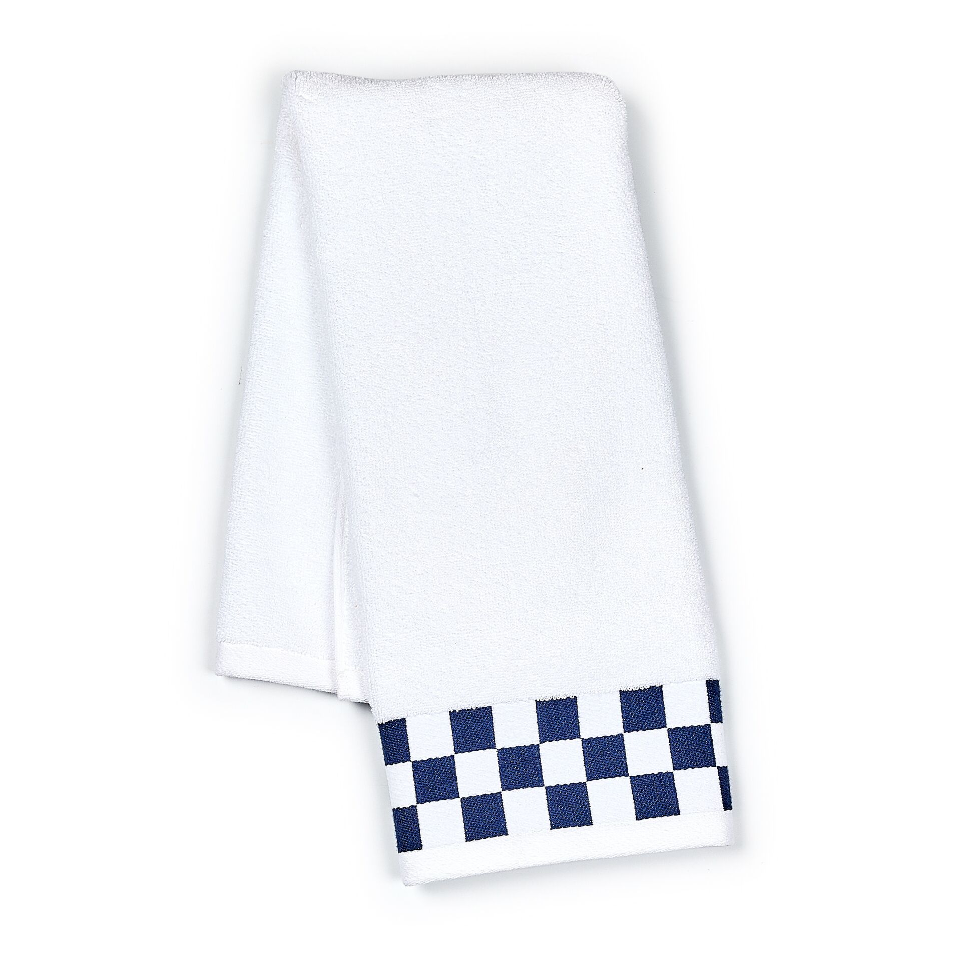 Hand Towel with Navy Check Border