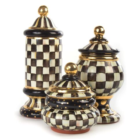 Courtly Check Ceramic Column Canister