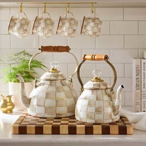 Mocha Check 3 Quart Tea Kettle