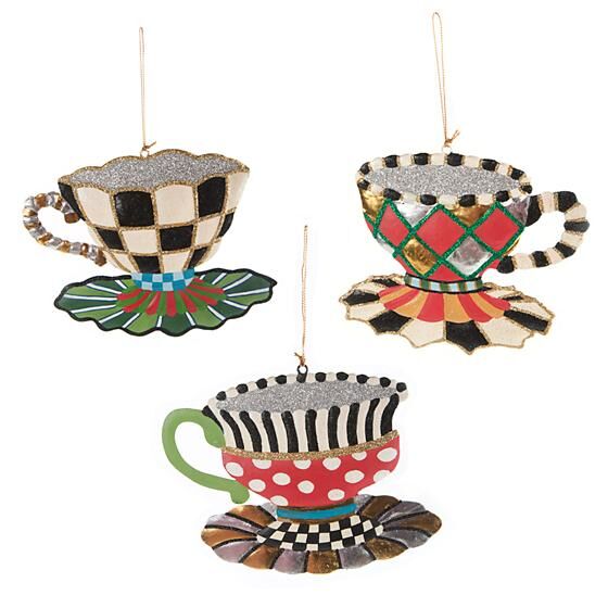 Teacup Ornaments - Set of 3