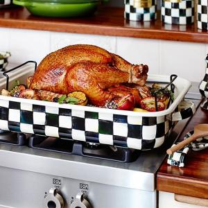 Courtly Check Enamel Roasting Pan with Rack