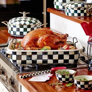 Courtly Check Enamel Roasting Pan with Rack