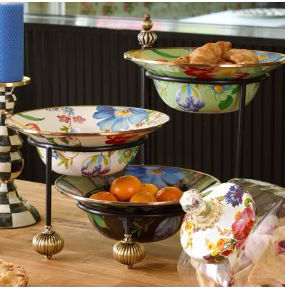 White Flower Market Serving Bowl