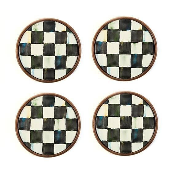 Courtly Check Enamel Coasters Set of 4