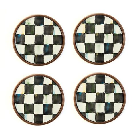 Courtly Check Enamel Coasters Set of 4