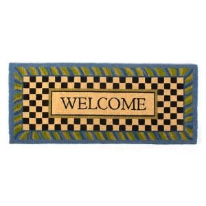 Welcome Periwinkle Double Door Entrance Mat