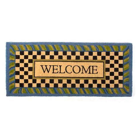 Welcome Periwinkle Double Door Entrance Mat