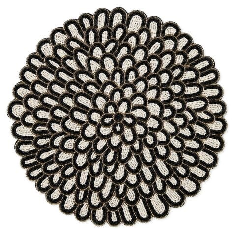 Posie Black & White Beaded Placemat