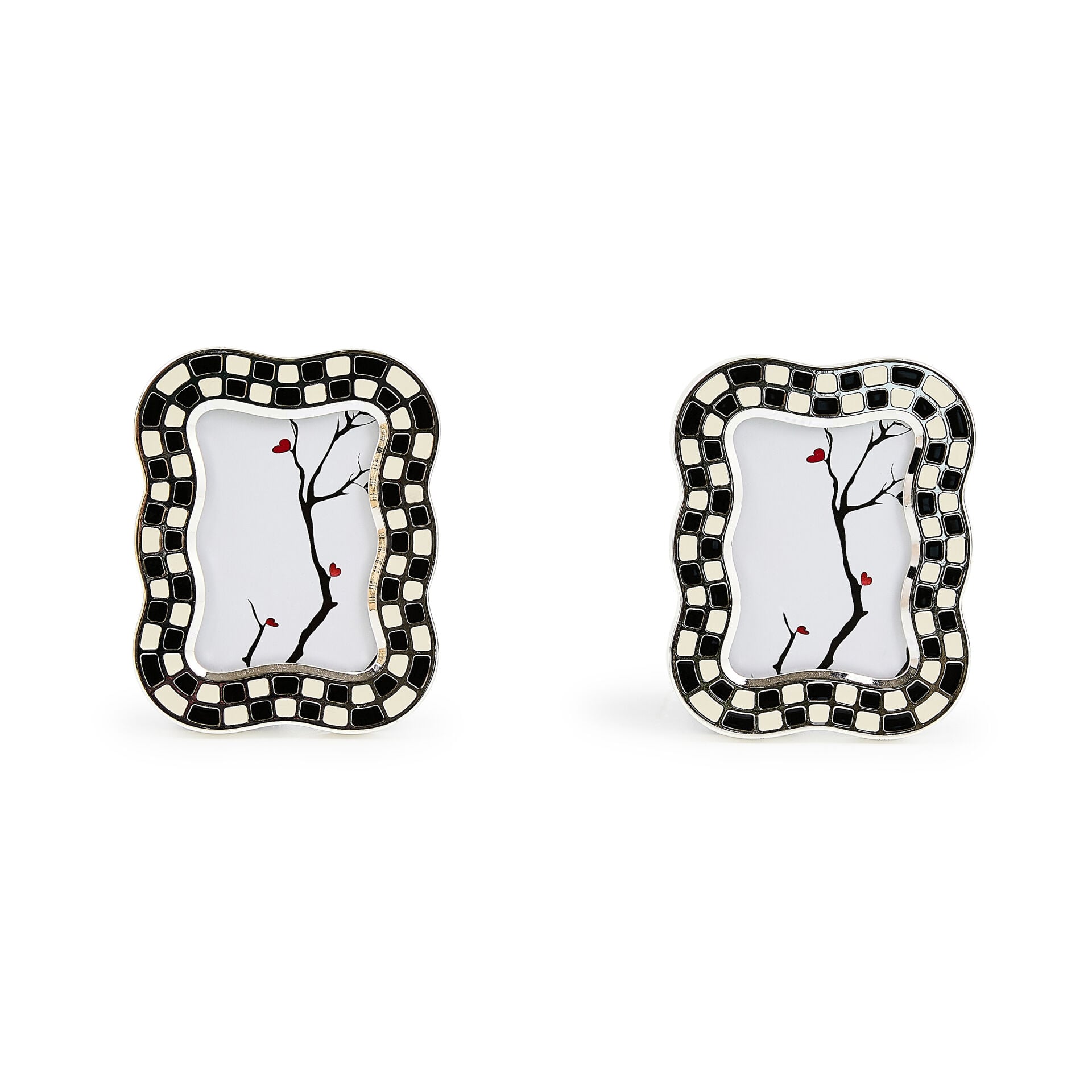 Wavy Check Silver Plated Frames Set of 2