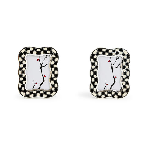 Wavy Check Silver Plated Frames, Set of 2