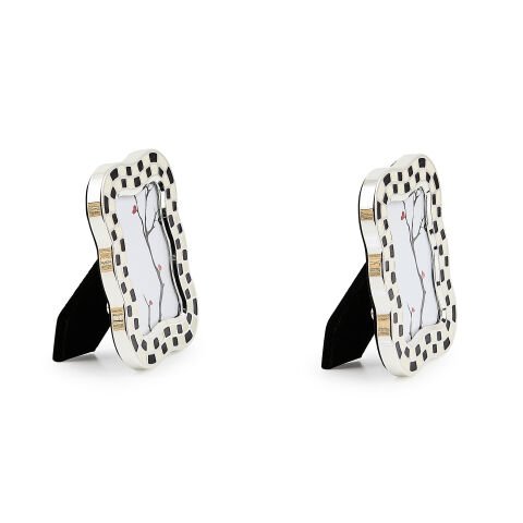 Wavy Check Silver Plated Frames, Set of 2