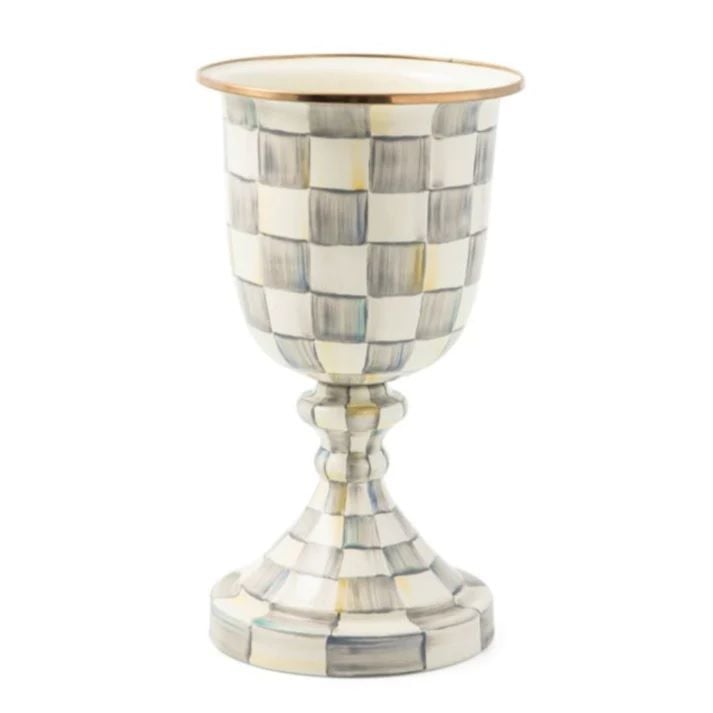 Sterling Check Pedestal Vase
