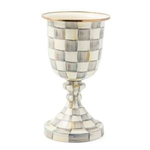 Sterling Check Pedestal Vase