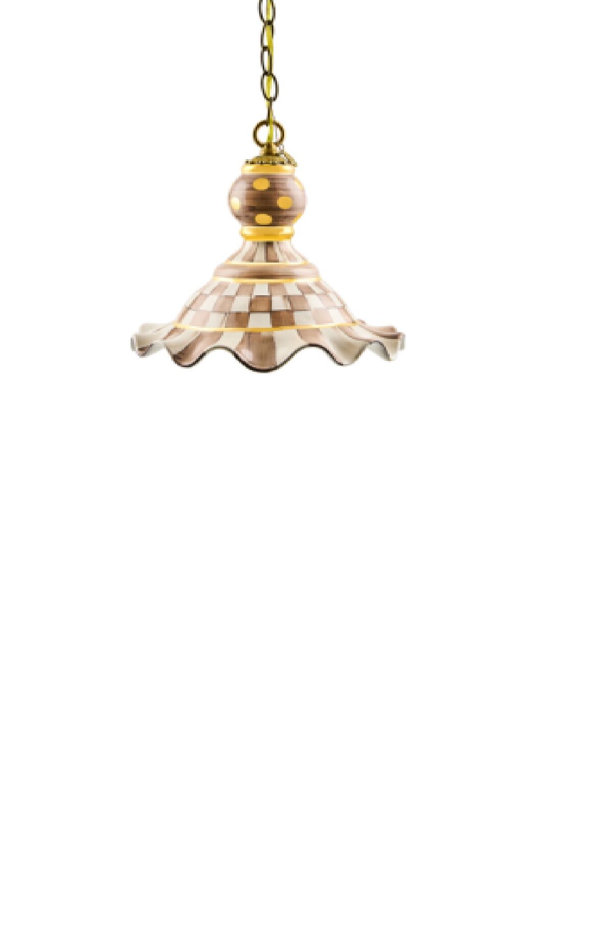 Mocha Check Ceramic Fluted Hanging Lamp