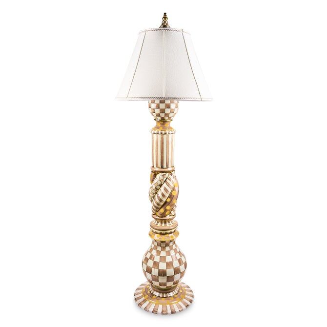 Mocha Check Ceramic Floor Lamp