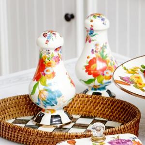 Flower Market Large Salt & Pepper Shakers - White