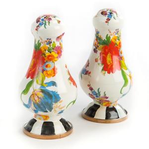 Flower Market Large Salt & Pepper Shakers - White