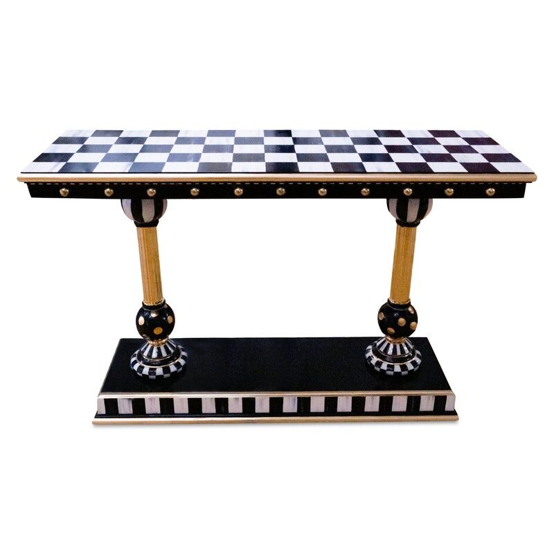 Courtly Brass & Ceramic Console Table
