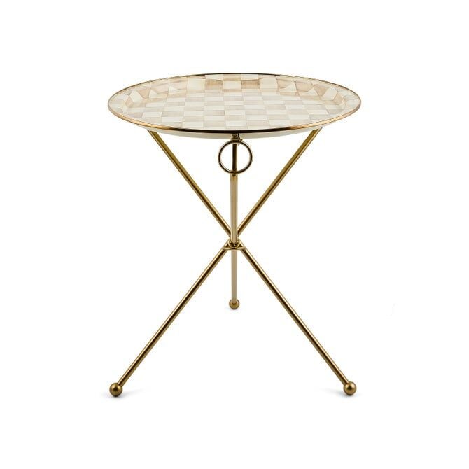 Mocha Check Enamel Tilt Accent Table