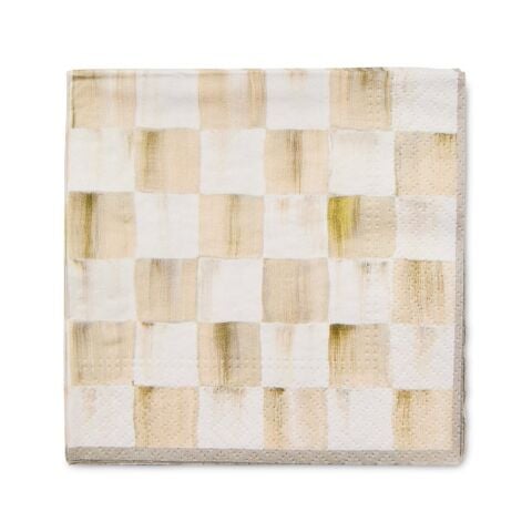 Mocha Check Cocktail Paper Napkins