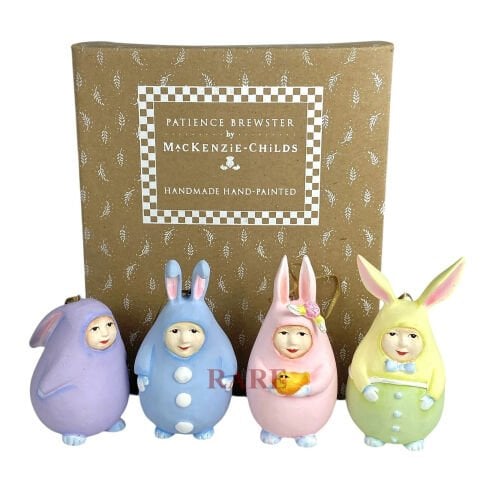 Patience Brewster Egg Bunny Ornaments - Set of 4