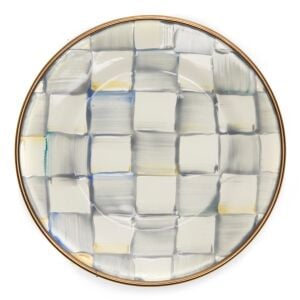 Sterling Check Enamel Appetizer Plates - Set of 4