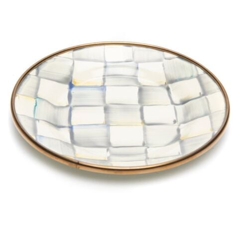 Sterling Check Enamel Appetizer Plates - Set of 4