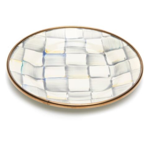 Sterling Check Enamel Appetizer Plates - Set of 4