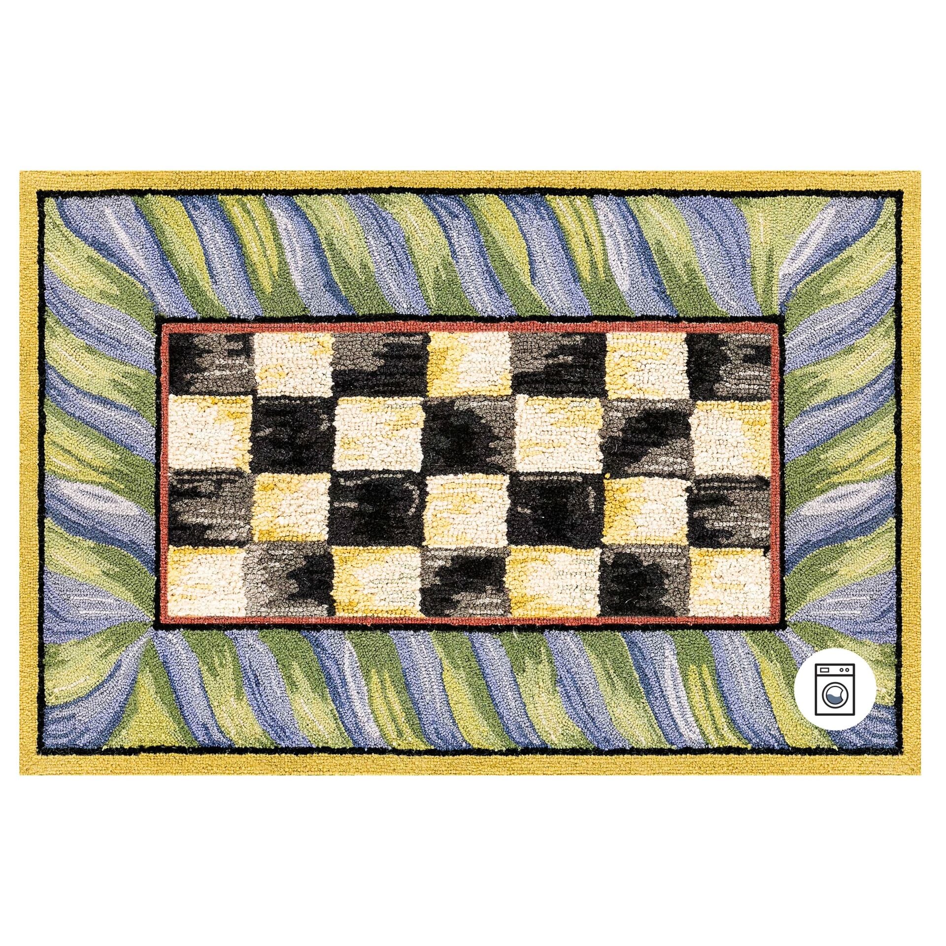 Courtly Check Purple & Green 2' x 3' Washable Rug