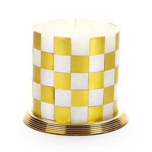 Check Pillar Candle - 13 cm - Gold