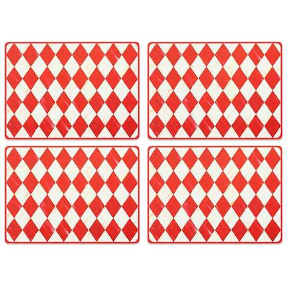 Red Harlequin Cork Back Placemats - Set of 4